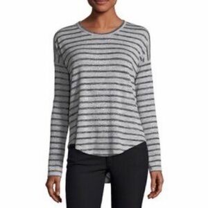 rag & bone Gray and Black Striped Crew Neck Sweater